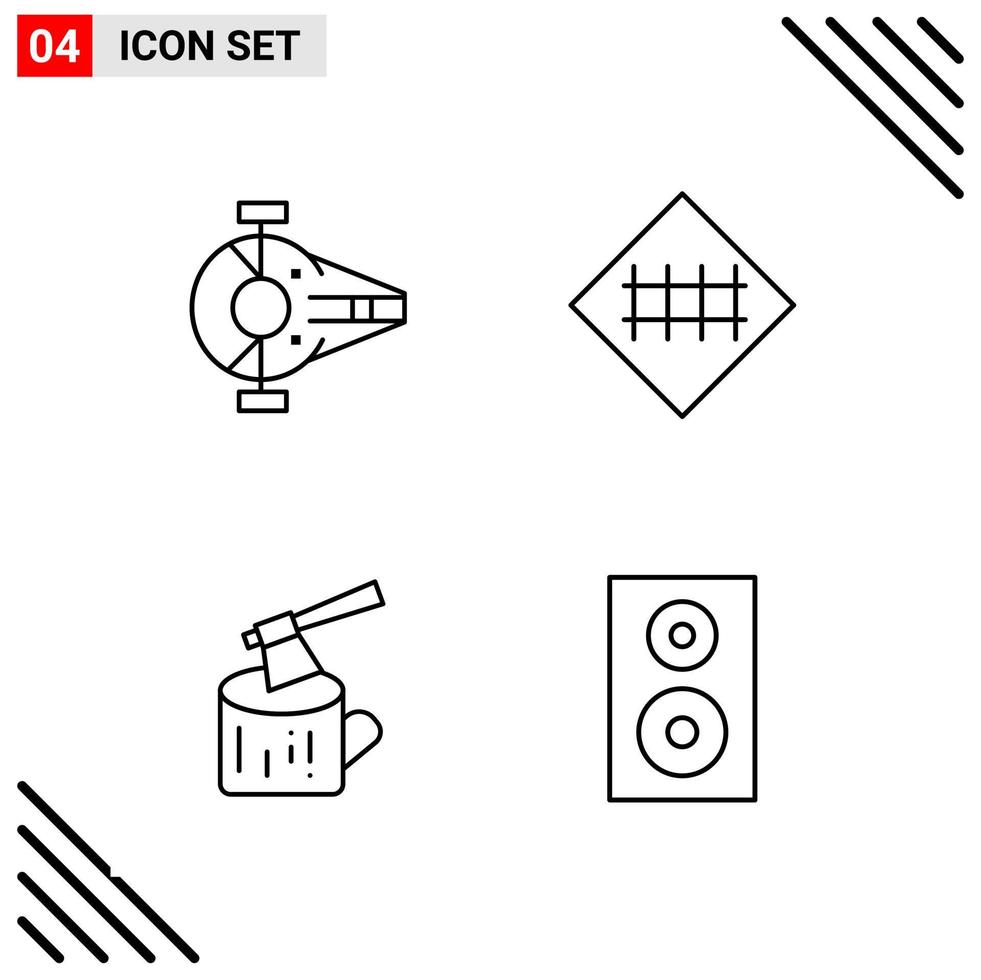 Pixle Perfect Set of 4 Line Icons Outline Icon Set for Webite Designing and Mobile Applications Interface vector