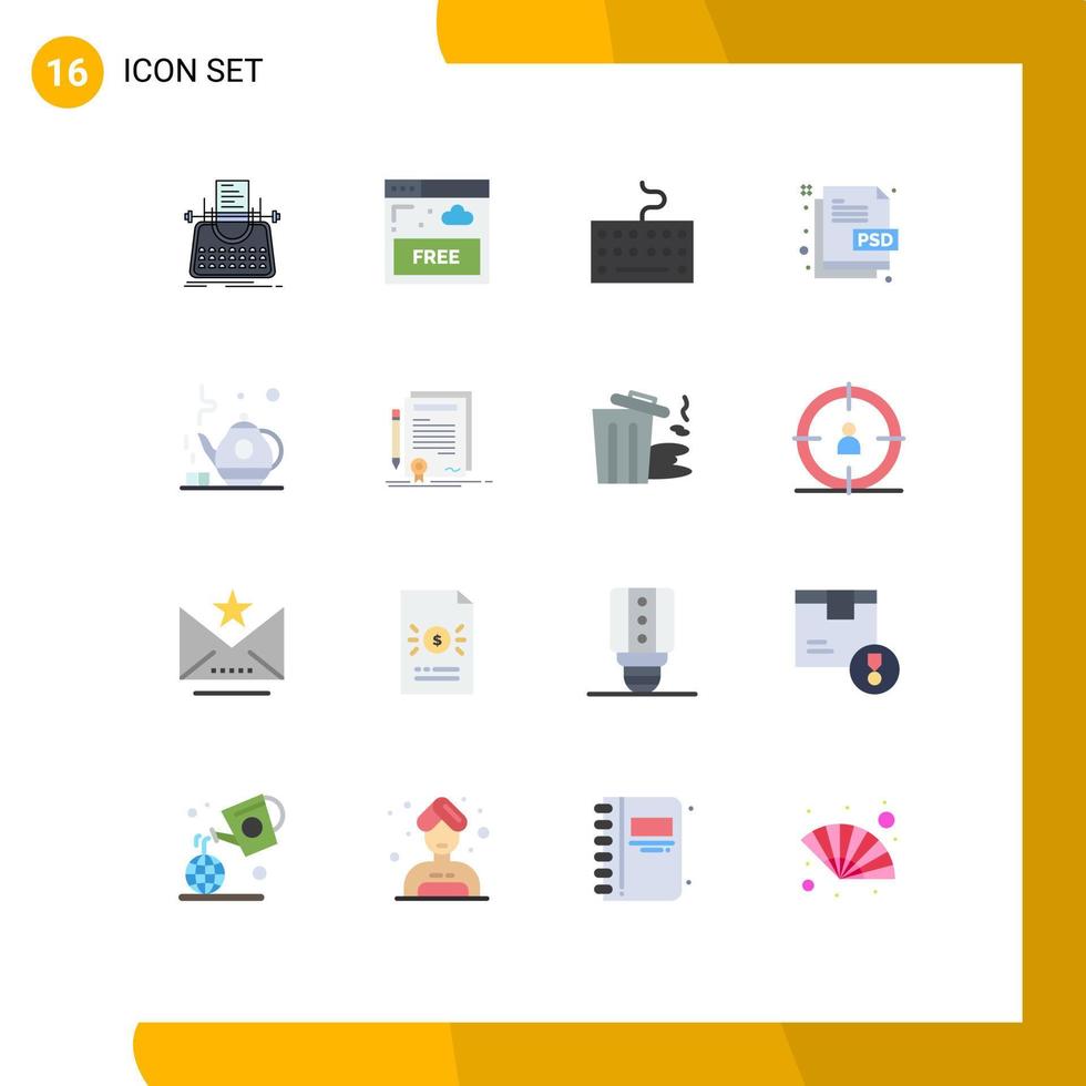 Stock Vector Icon Pack of 16 Line Signs and Symbols for tea file technology document creative Editable Pack of Creative Vector Design Elements