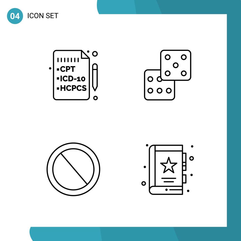 Vector Pack of 4 Outline Symbols Line Style Icon Set on White Background for Web and Mobile