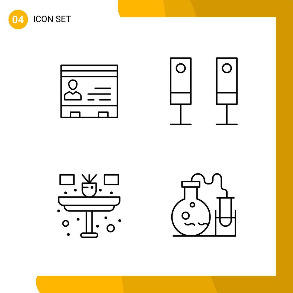 4 Icon Set Line Style Icon Pack Outline Symbols isolated on White Backgound for Responsive Website Designing vector