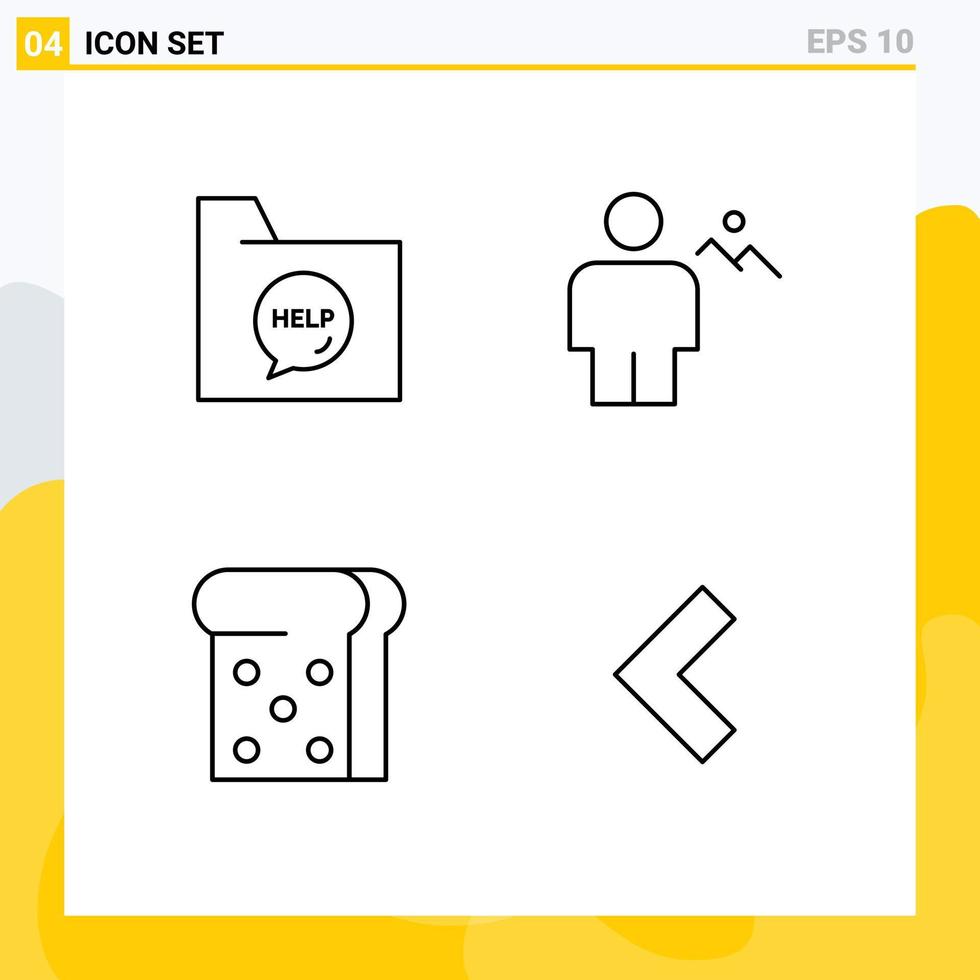 4 Creative Icons Modern Signs and Symbols of communication land file body toast Editable Vector Design Elements