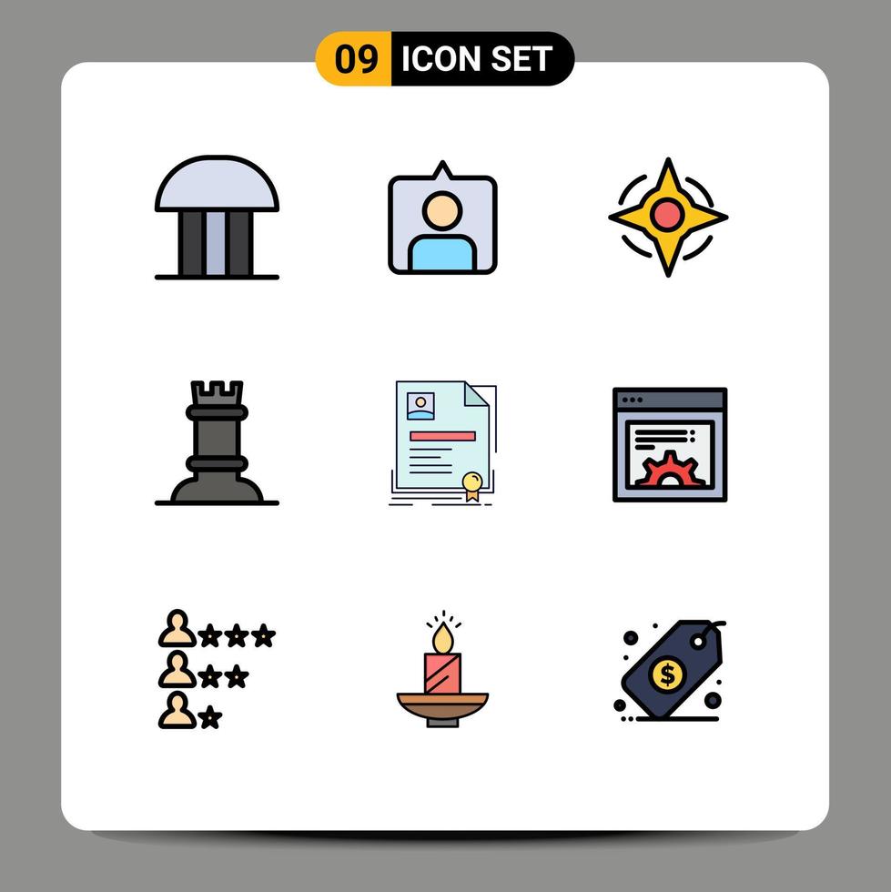 9 iconos creativos signos y símbolos modernos de acuerdo insignia brújula contrato figura elementos de diseño vectorial editables vector