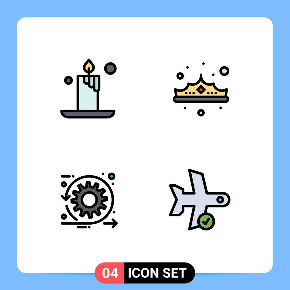 Pictogram Set of 4 Simple Filledline Flat Colors of transportation plane agile flight time Editable Vector Design Elements