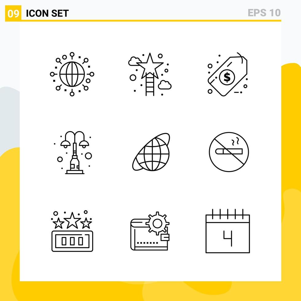 Collection of 9 Universal Line Icons Icon Set for Web and Mobile vector