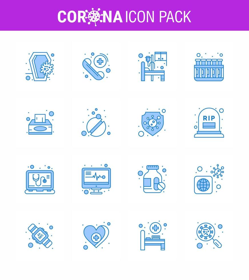 Coronavirus Awareness icon 16 Blue icons icon included box tubes care test room viral coronavirus 2019nov disease Vector Design Elements