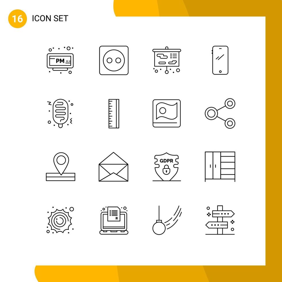 Stock Vector Icon Pack of 16 Line Signs and Symbols for hotdog android education mobile phone Editable Vector Design Elements