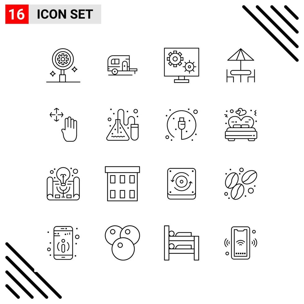 Pixle Perfect Set of 16 Line Icons Outline Icon Set for Webite Designing and Mobile Applications Interface vector