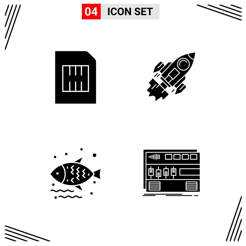 4 Icons Solid Style Grid Based Creative Glyph Symbols for Website Design Simple Solid Icon Signs Isolated on White Background 4 Icon Set vector