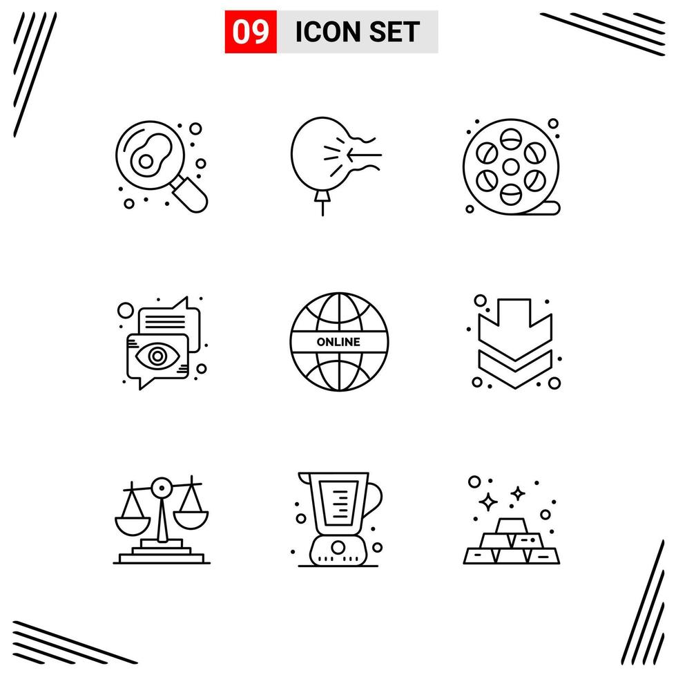 9 Icons Line Style Grid Based Creative Outline Symbols for Website Design Simple Line Icon Signs Isolated on White Background 9 Icon Set vector