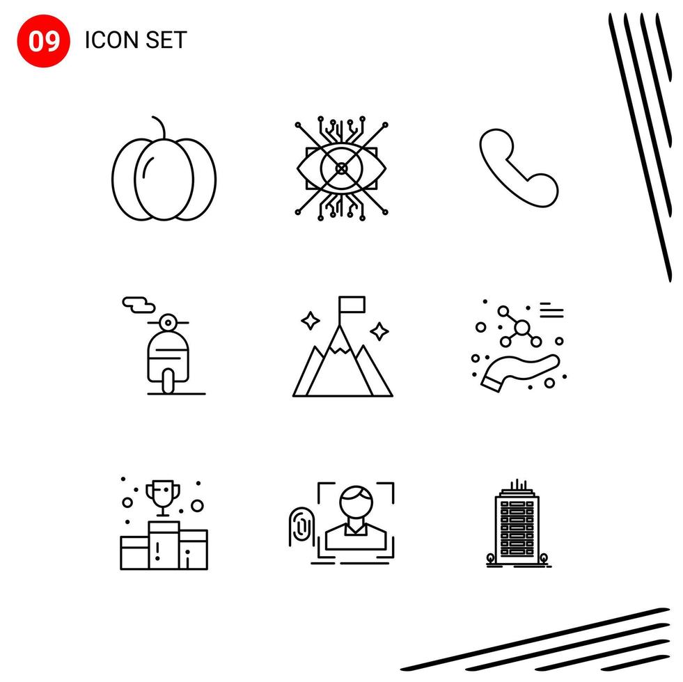 Collection of 9 Vector Icons in Line style Pixle Perfect Outline Symbols for Web and Mobile Line Icon Signs on White Background 9 Icons