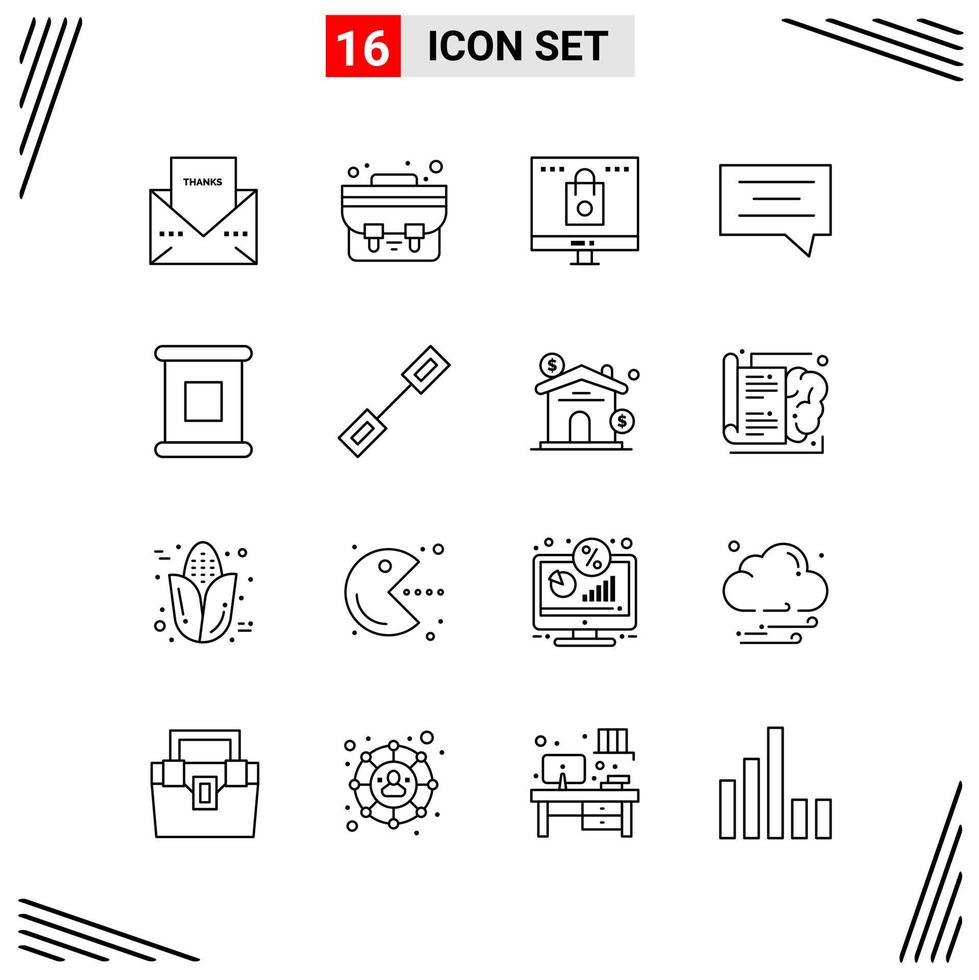 16 iconos estilo de línea basados en cuadrícula símbolos de esquema creativos para el diseño de sitios web signos de icono de línea simple aislados en fondo blanco conjunto de 16 iconos vector