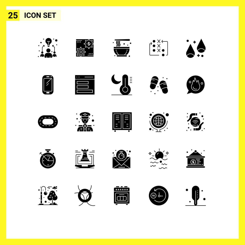 25 Universal Solid Glyphs Set for Web and Mobile Applications strategy game making traditional culture Editable Vector Design Elements