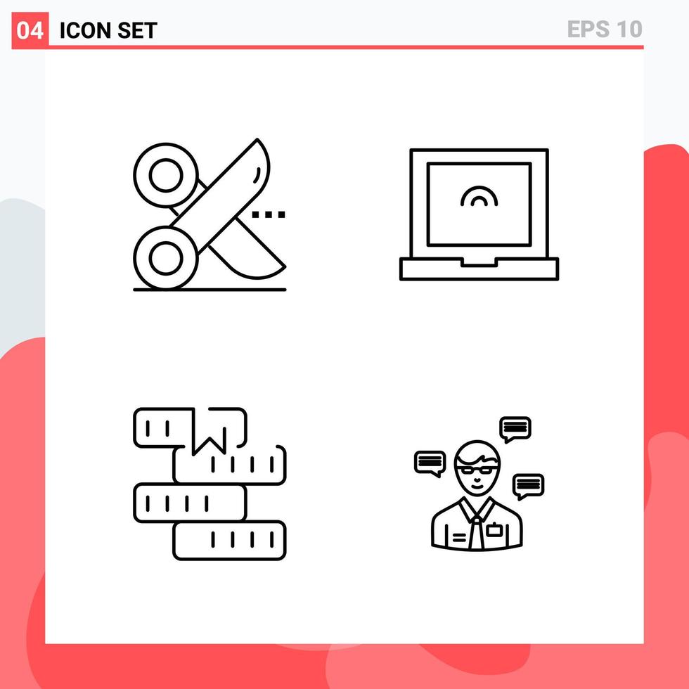 Collection of 4 Vector Icons in Line style Modern Outline Symbols for Web and Mobile Line Icon Sign Isolated on White Background 4 Icons