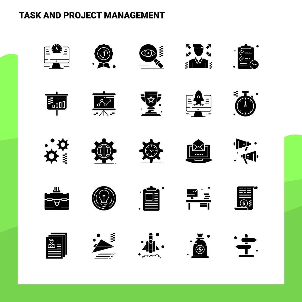 25 Task and Project Management Icon set Solid Glyph Icon Vector Illustration Template For Web and Mobile Ideas for business company