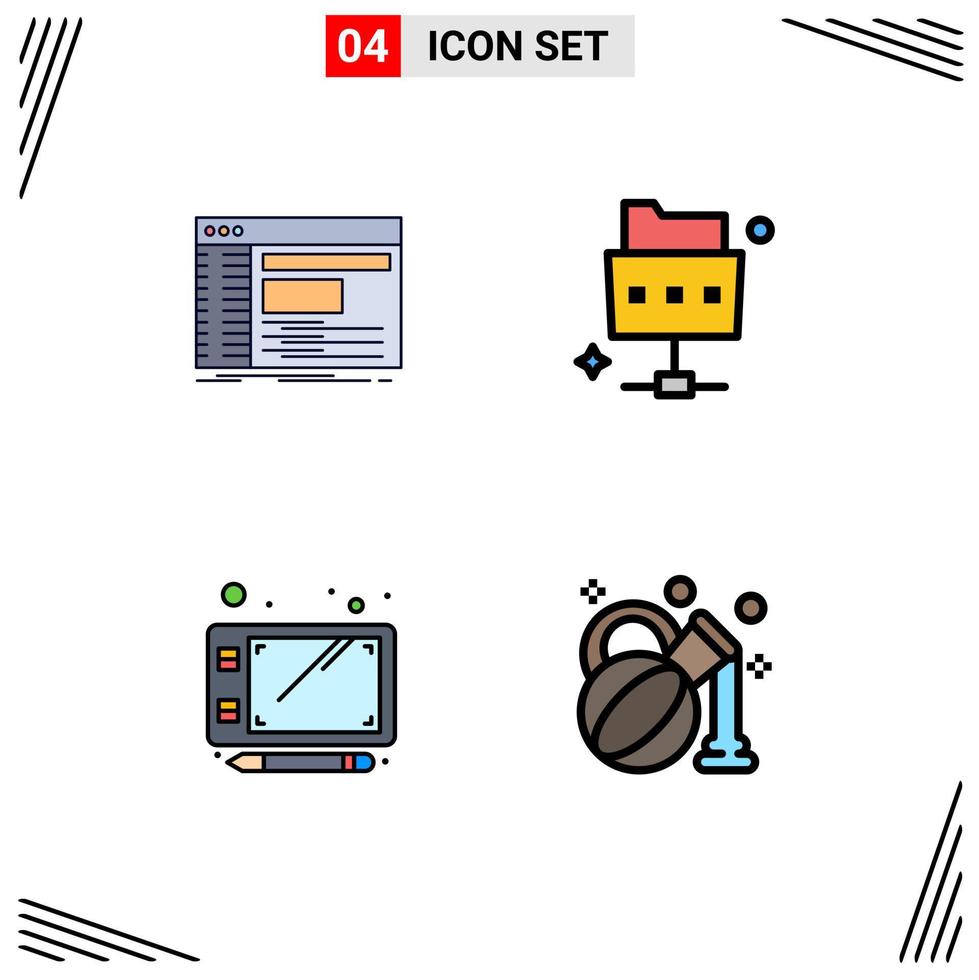 Universal Icon Symbols Group of 4 Modern Filledline Flat Colors of admin sketch root file olive Editable Vector Design Elements