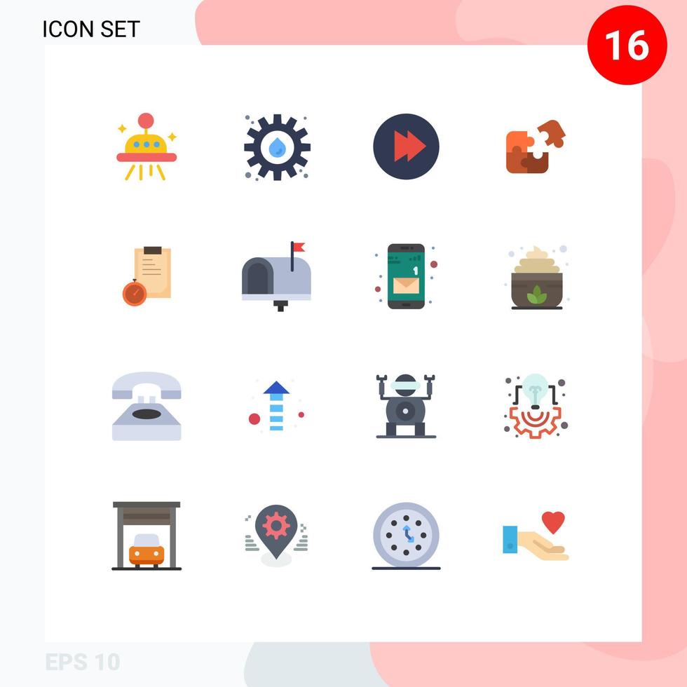 Modern Set of 16 Flat Colors Pictograph of planning deadline multimedia success match Editable Pack of Creative Vector Design Elements