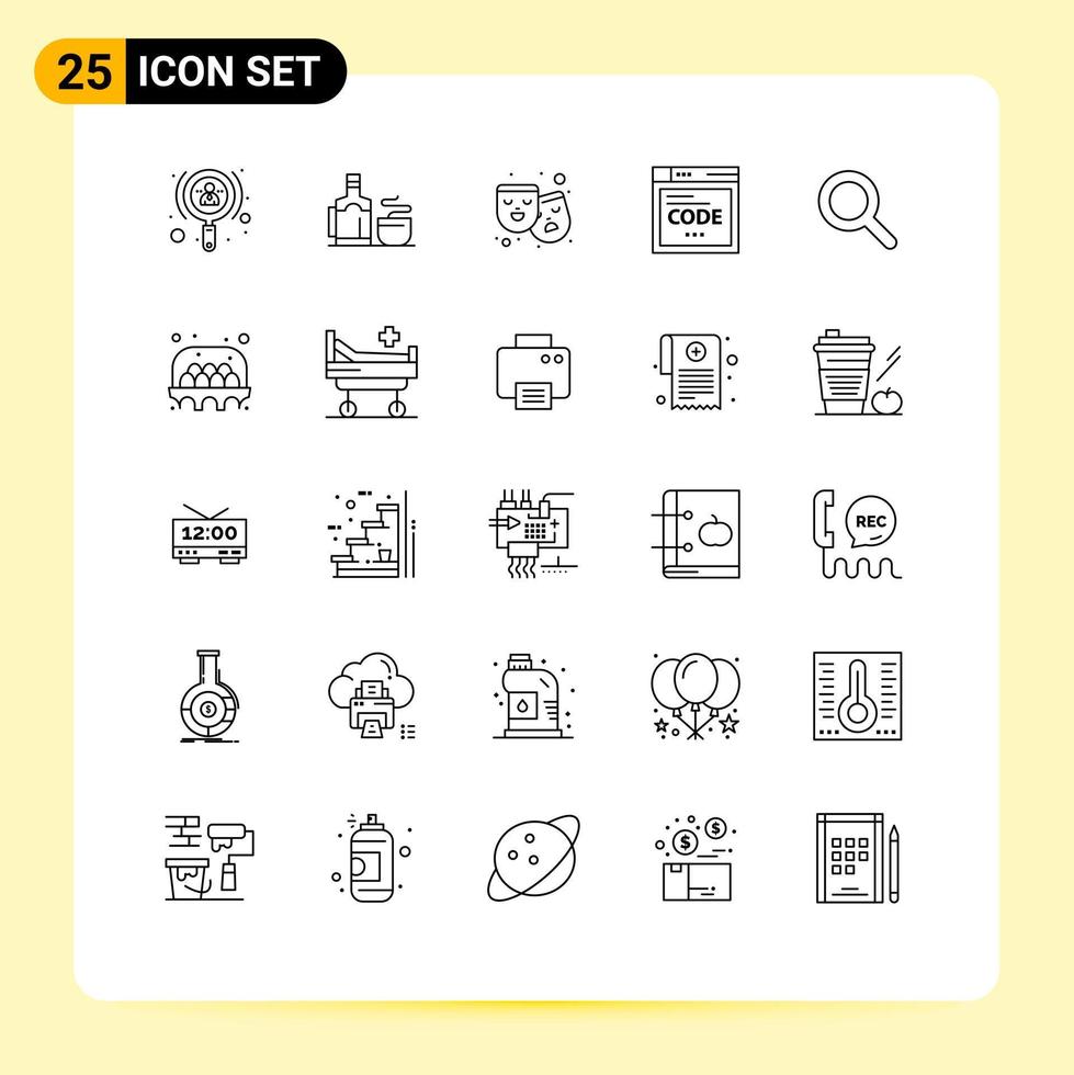 Group of 25 Lines Signs and Symbols for search coding mask code browser Editable Vector Design Elements