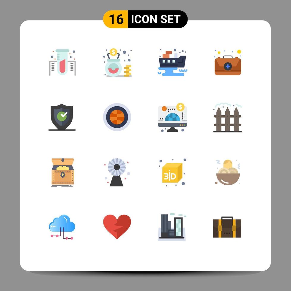 16 Flat Color concept for Websites Mobile and Apps locked kit leaked first aid Editable Pack of Creative Vector Design Elements