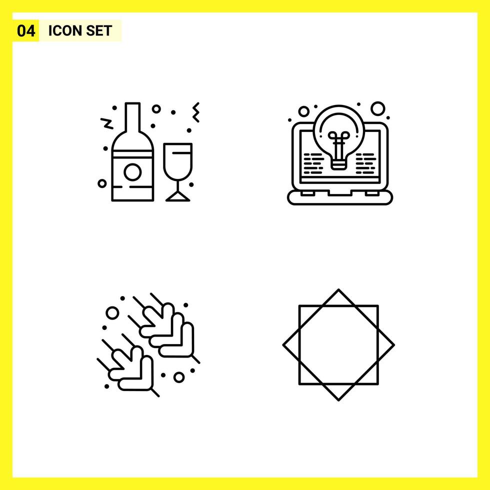 4 Icon Set Simple Line Symbols Outline Sign on White Background for Website Design Mobile Applications and Print Media vector