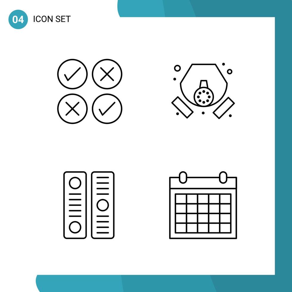 paquete de vectores de 4 iconos de estilo de línea de símbolos de contorno establecidos en fondo blanco para web y móvil