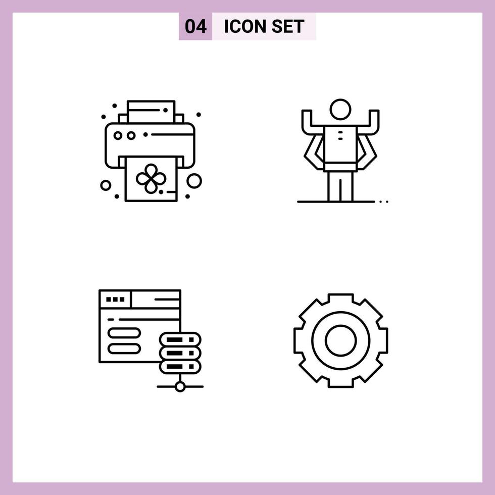 Set of 4 Modern UI Icons Symbols Signs for device server ability organization basic Editable Vector Design Elements