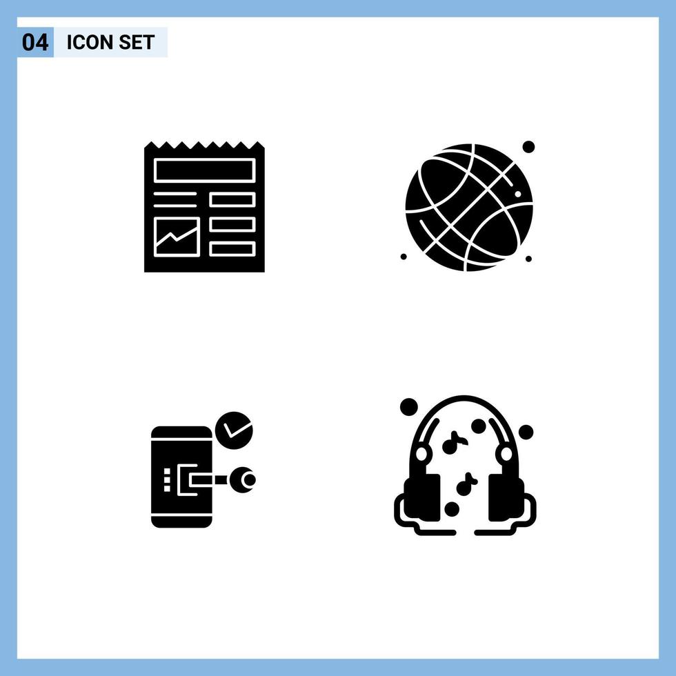 4 Solid Glyph concept for Websites Mobile and Apps document lock picture online open Editable Vector Design Elements