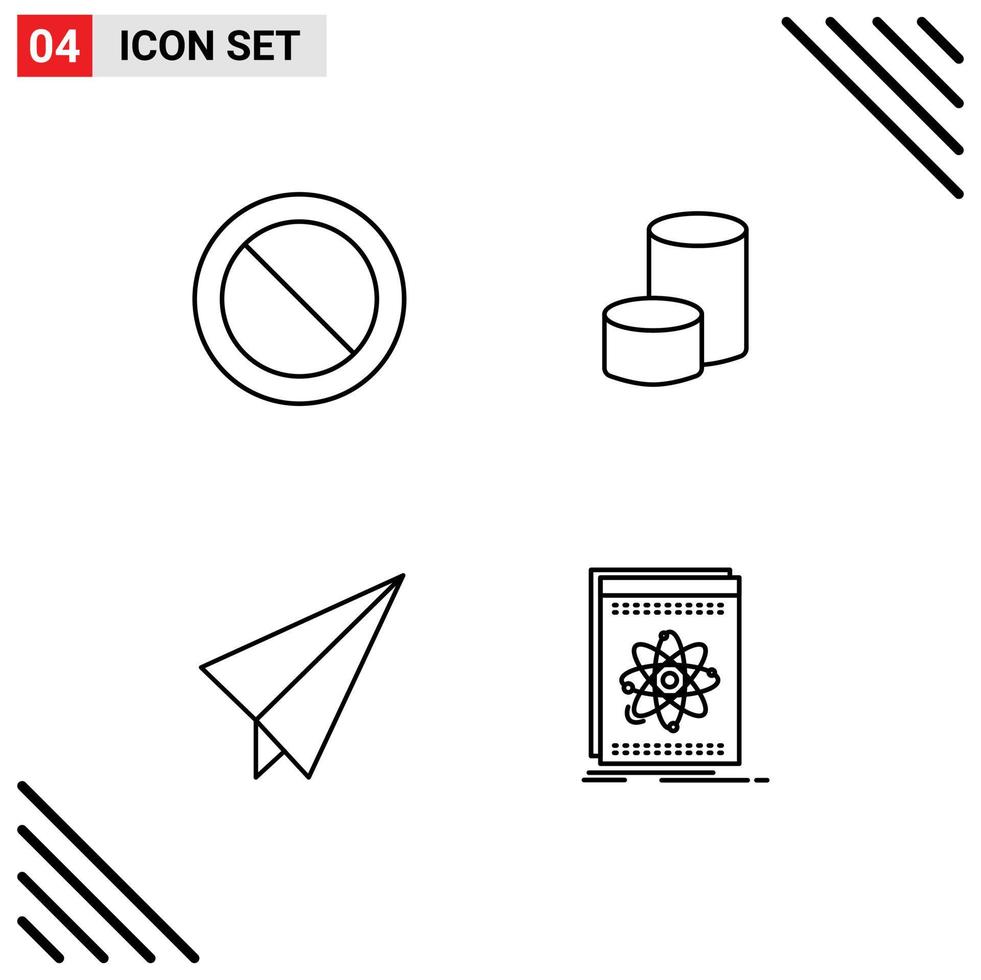 4 Thematic Vector Filledline Flat Colors and Editable Symbols of ban plane nova coin crypto currency application Editable Vector Design Elements