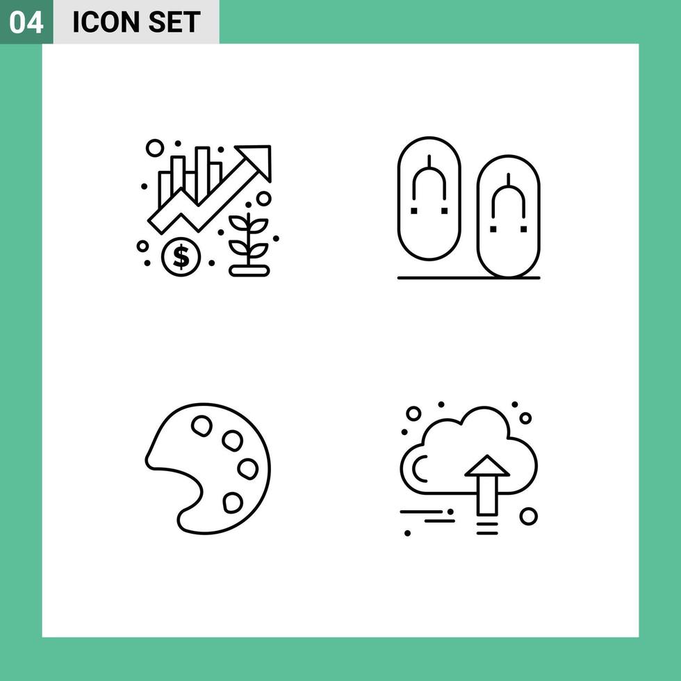 Stock Vector Icon Pack of 4 Line Signs and Symbols for chart color marketing flops tools Editable Vector Design Elements