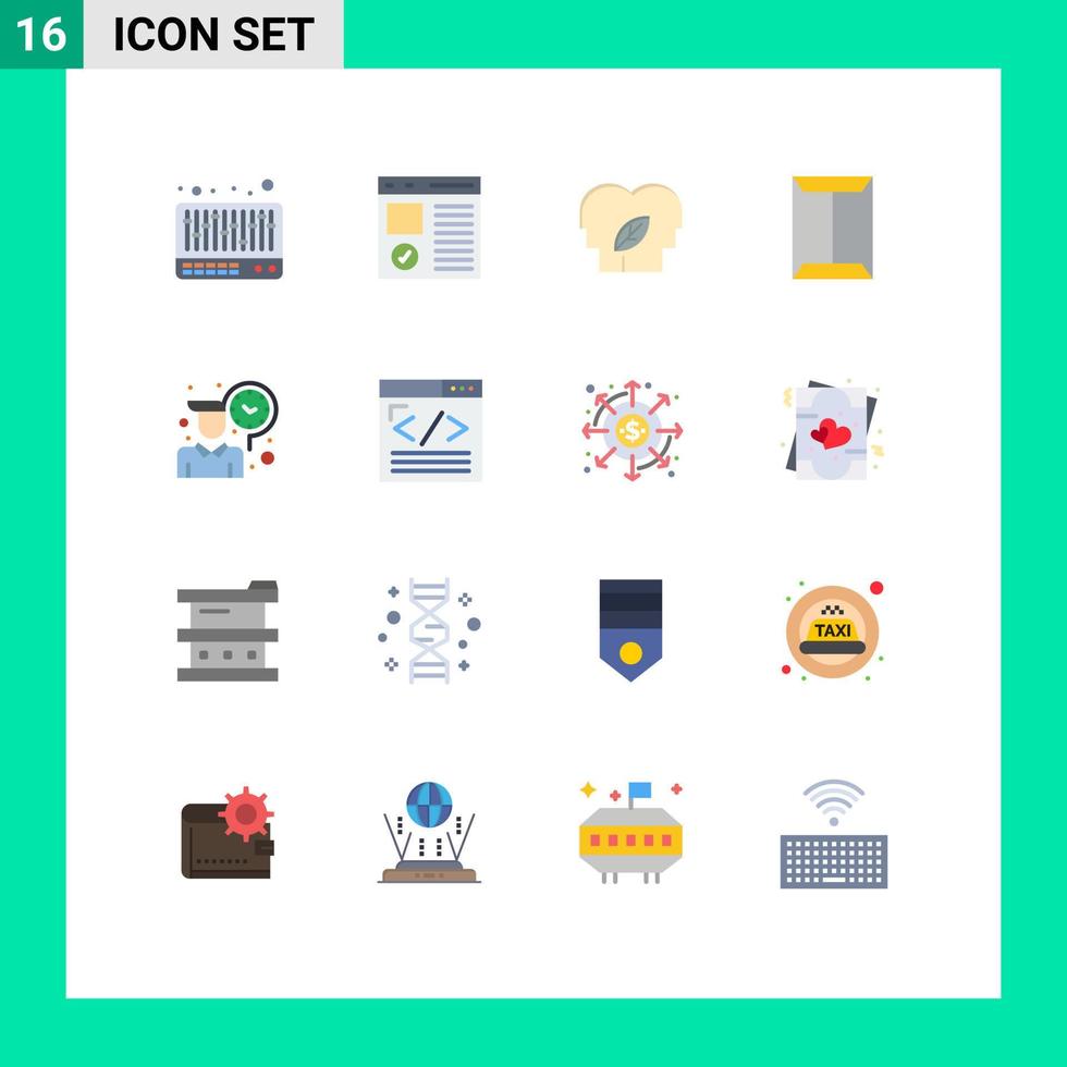 Mobile Interface Flat Color Set of 16 Pictograms of employee closet eco open window Editable Pack of Creative Vector Design Elements