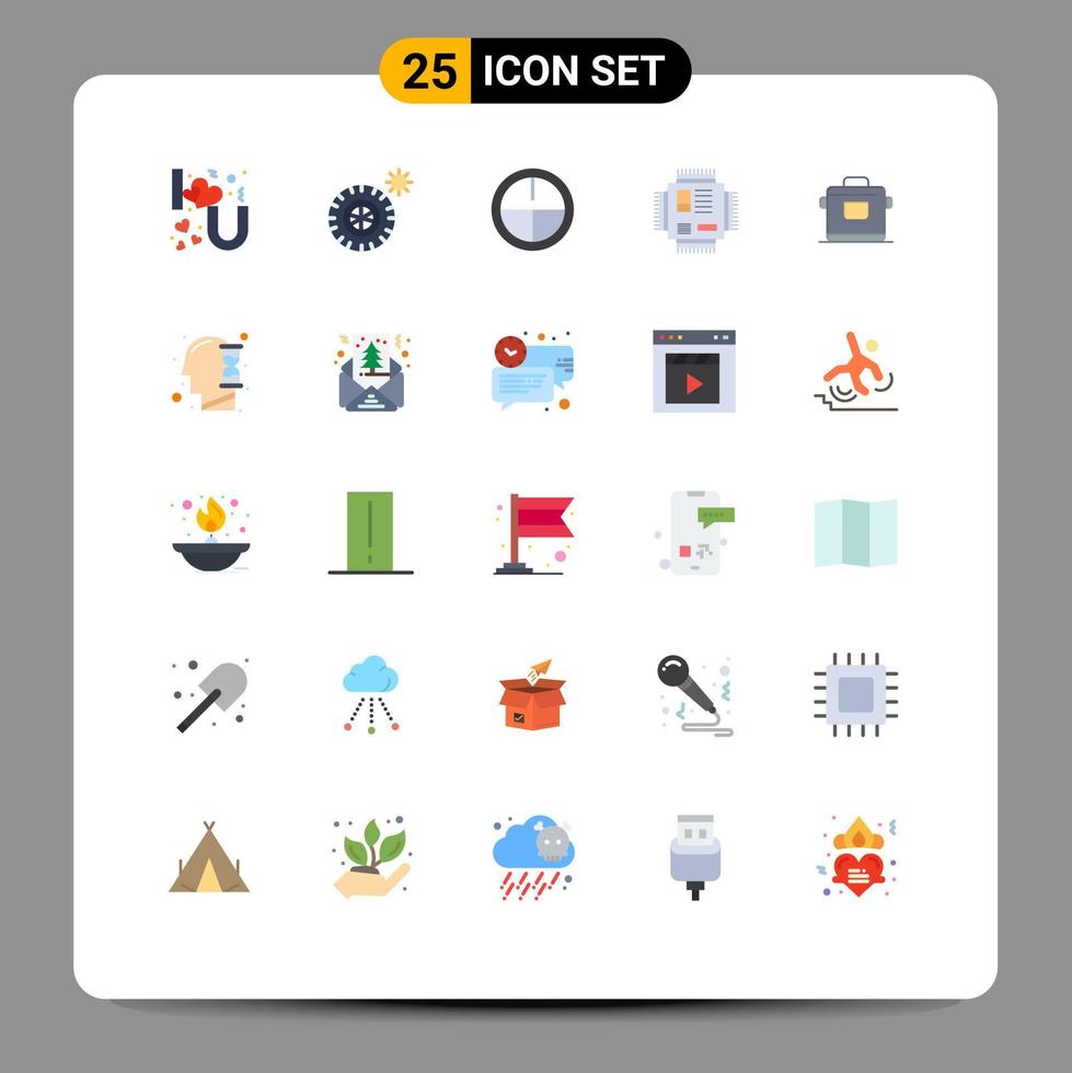 Set of 25 Modern UI Icons Symbols Signs for rice cooker badge