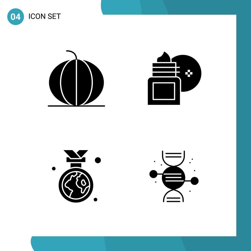 Vector Pack of 4 Glyph Symbols Solid Style Icon Set on White Background for Web and Mobile