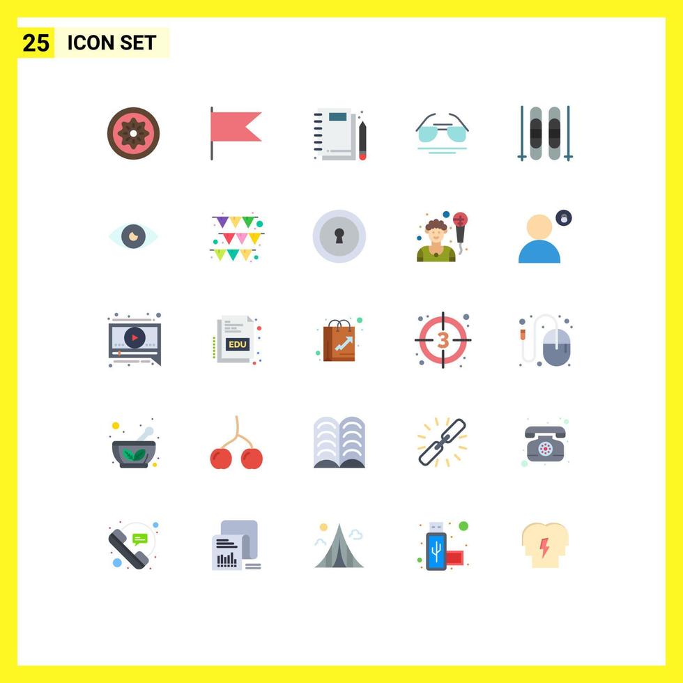 25 User Interface Flat Color Pack of modern Signs and Symbols of ice view jotter eye writing Editable Vector Design Elements