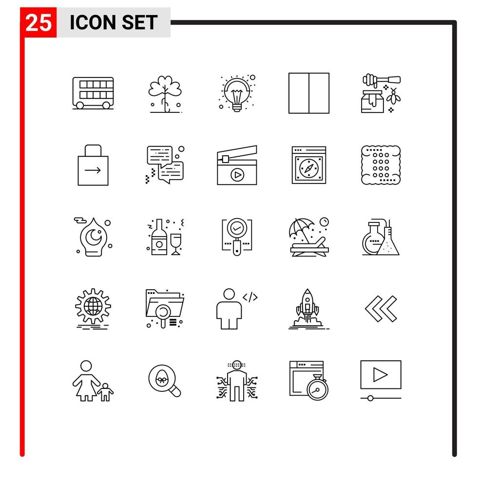 Universal Icon Symbols Group of 25 Modern Lines of workspace interface irish grid light Editable Vector Design Elements