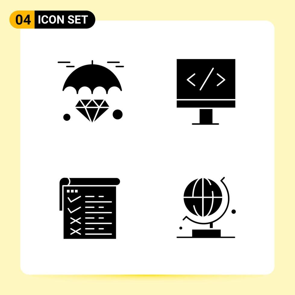 4 Creative Icons for Modern website design and responsive mobile apps 4 Glyph Symbols Signs on White Background 4 Icon Pack vector