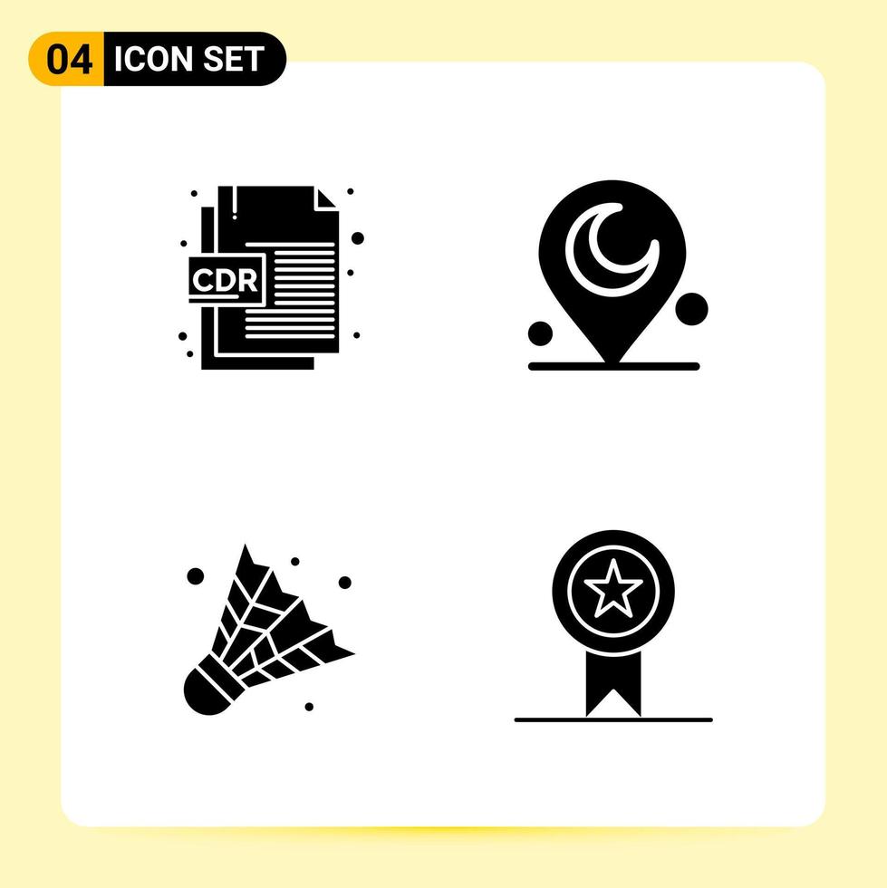 4 Creative Icons for Modern website design and responsive mobile apps 4 Glyph Symbols Signs on White Background 4 Icon Pack vector