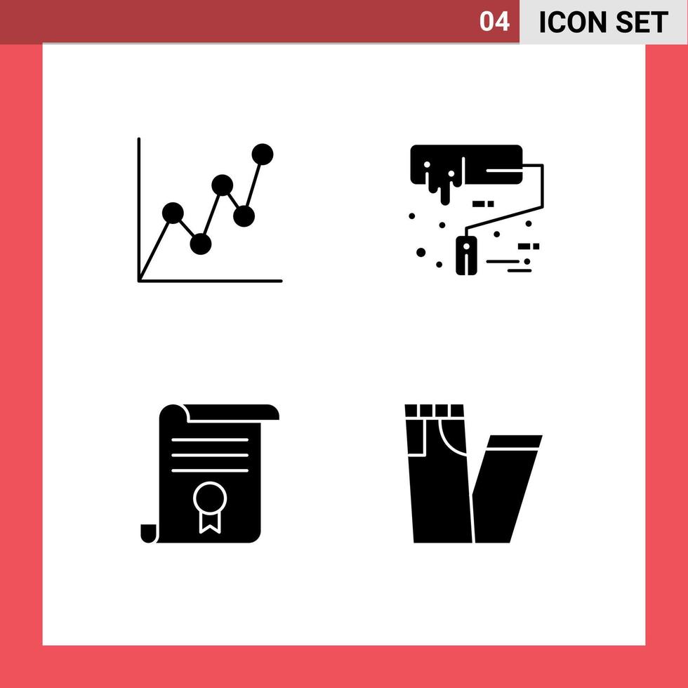 Set of 4 Modern UI Icons Symbols Signs for atm diploma paint brush roller brush education Editable Vector Design Elements