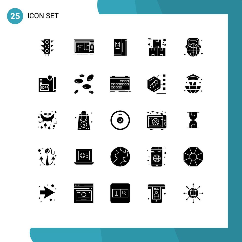 Modern Set of 25 Solid Glyphs and symbols such as production industry studio industrial freezer Editable Vector Design Elements