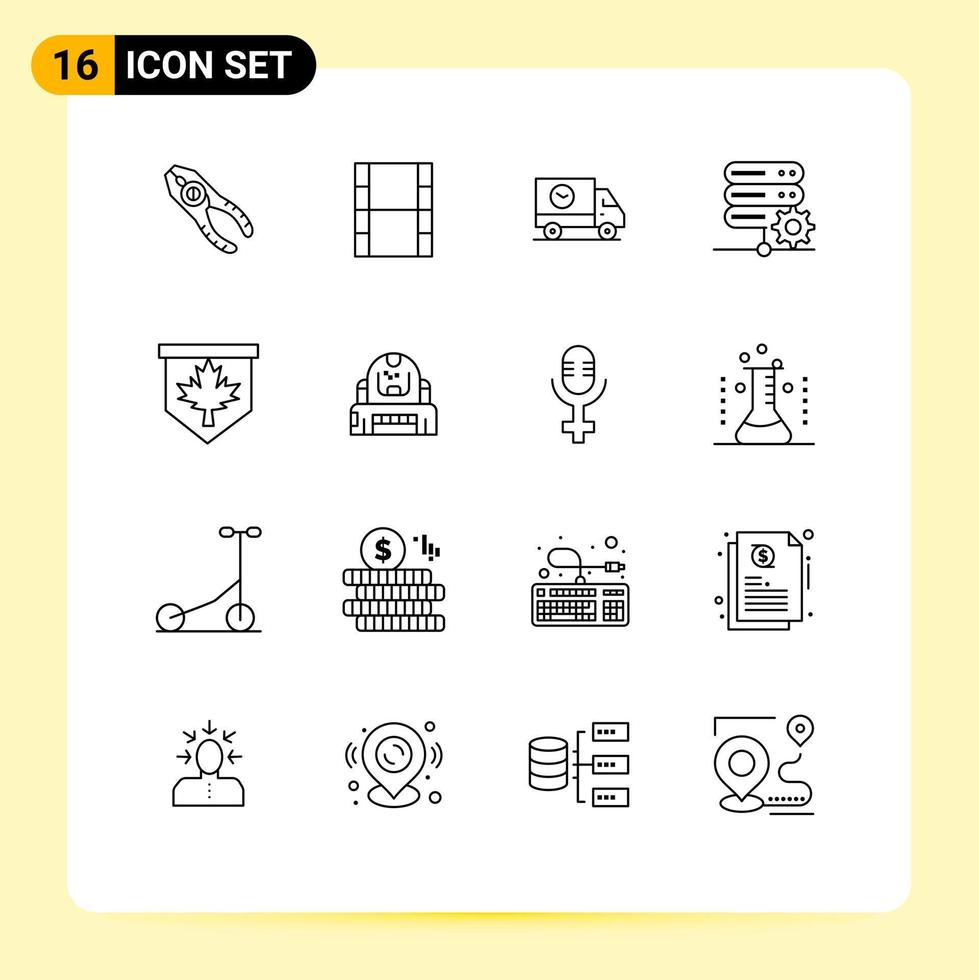 paquete de iconos de vectores de stock de 16 signos y símbolos de línea para el servidor de etiquetas comprar elementos de diseño de vectores editables de camiones de red