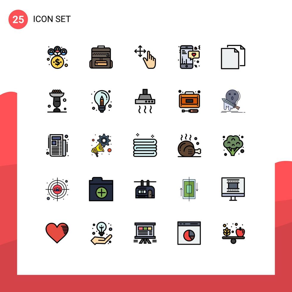 Set of 25 Modern UI Icons Symbols Signs for baking duplicate hold document text Editable Vector Design Elements