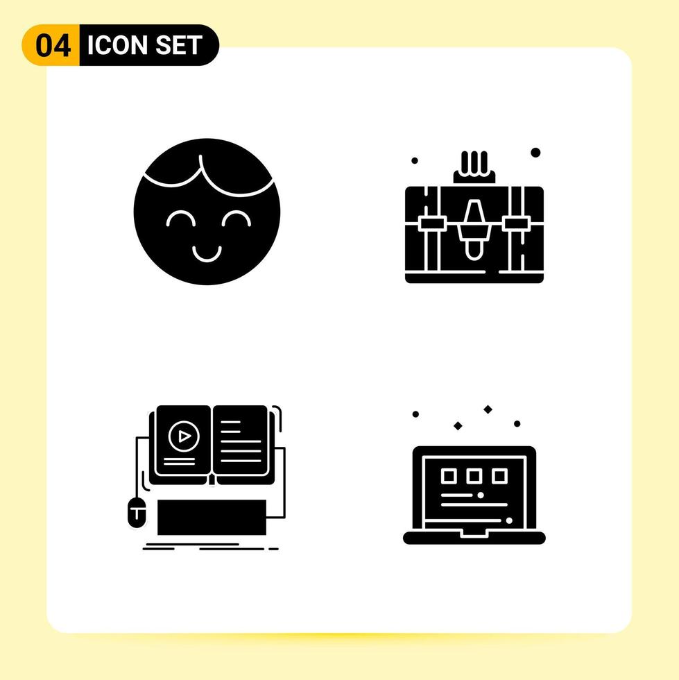 4 Creative Icons for Modern website design and responsive mobile apps 4 Glyph Symbols Signs on White Background 4 Icon Pack vector