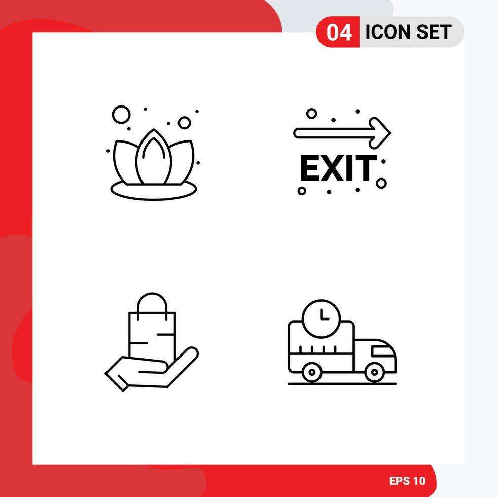 4 Thematic Vector Filledline Flat Colors and Editable Symbols of lily market exit navigation hand Editable Vector Design Elements