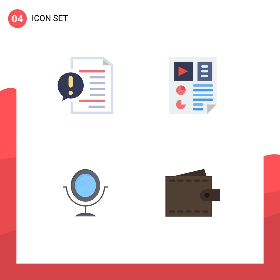 Mobile Interface Flat Icon Set of 4 Pictograms of communication seo faq document fashion Editable Vector Design Elements