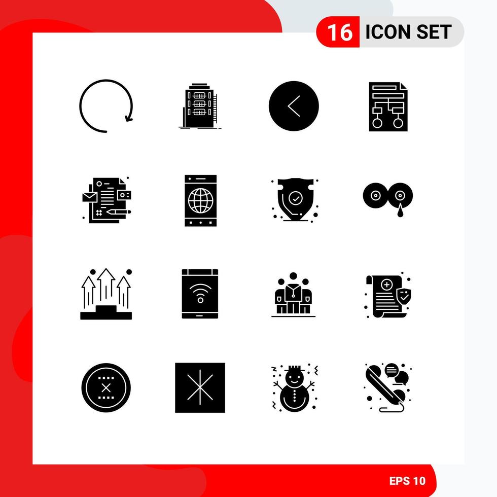 Set of 16 Modern UI Icons Symbols Signs for design document arrow wireframe paper Editable Vector Design Elements