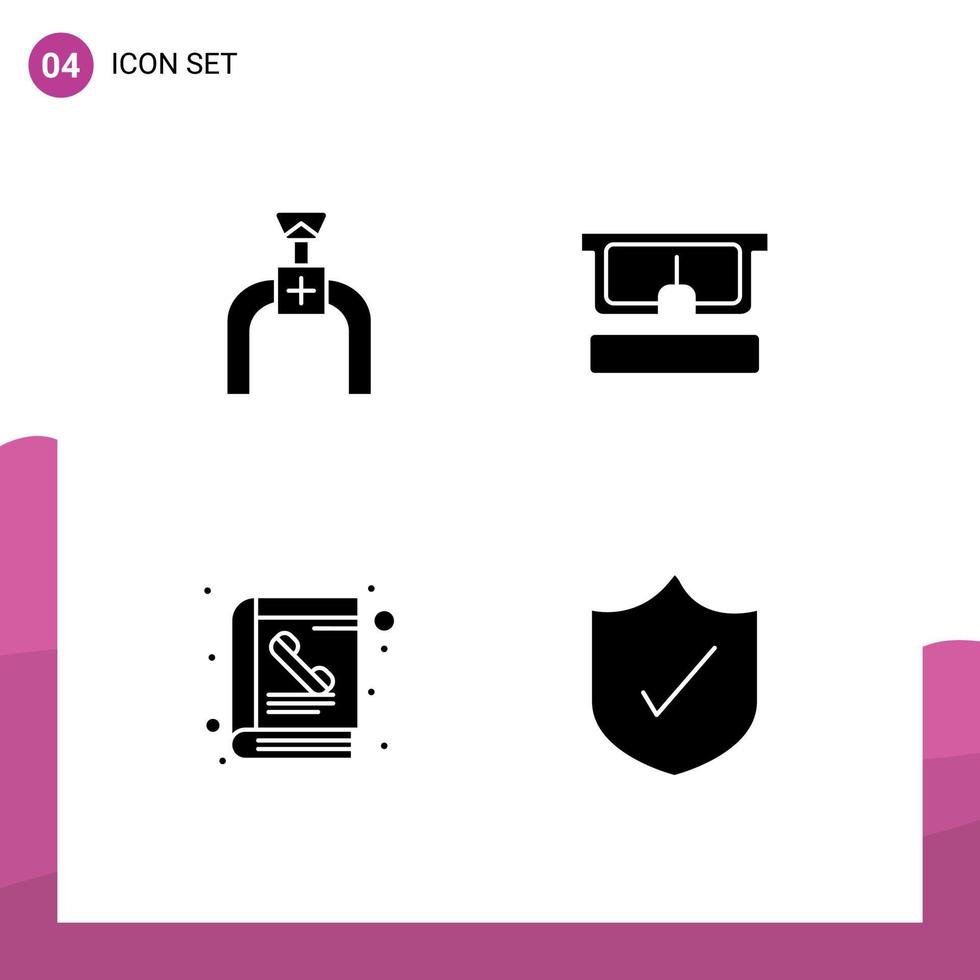 Group of Solid Glyphs Signs and Symbols for pipeline directory line medical phone book Editable Vector Design Elements