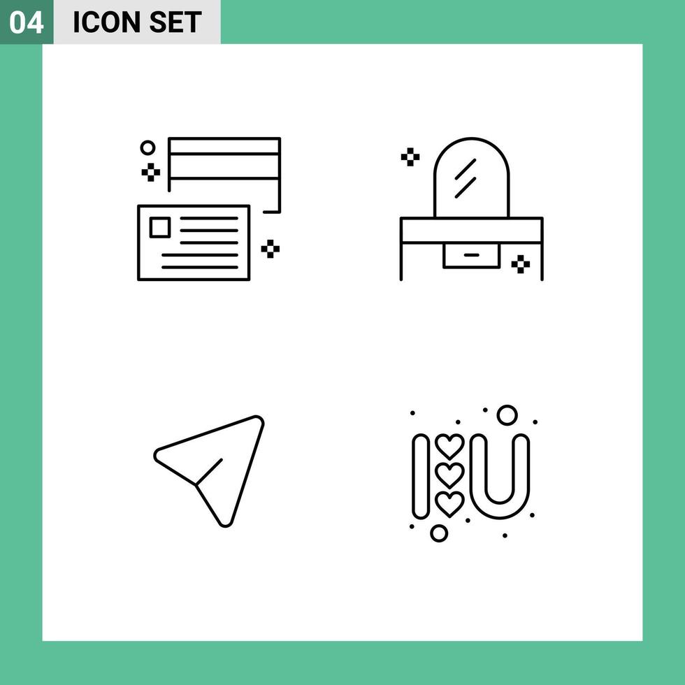 4 Universal Filledline Flat Colors Set for Web and Mobile Applications borrow mirror credit bedroom pin Editable Vector Design Elements