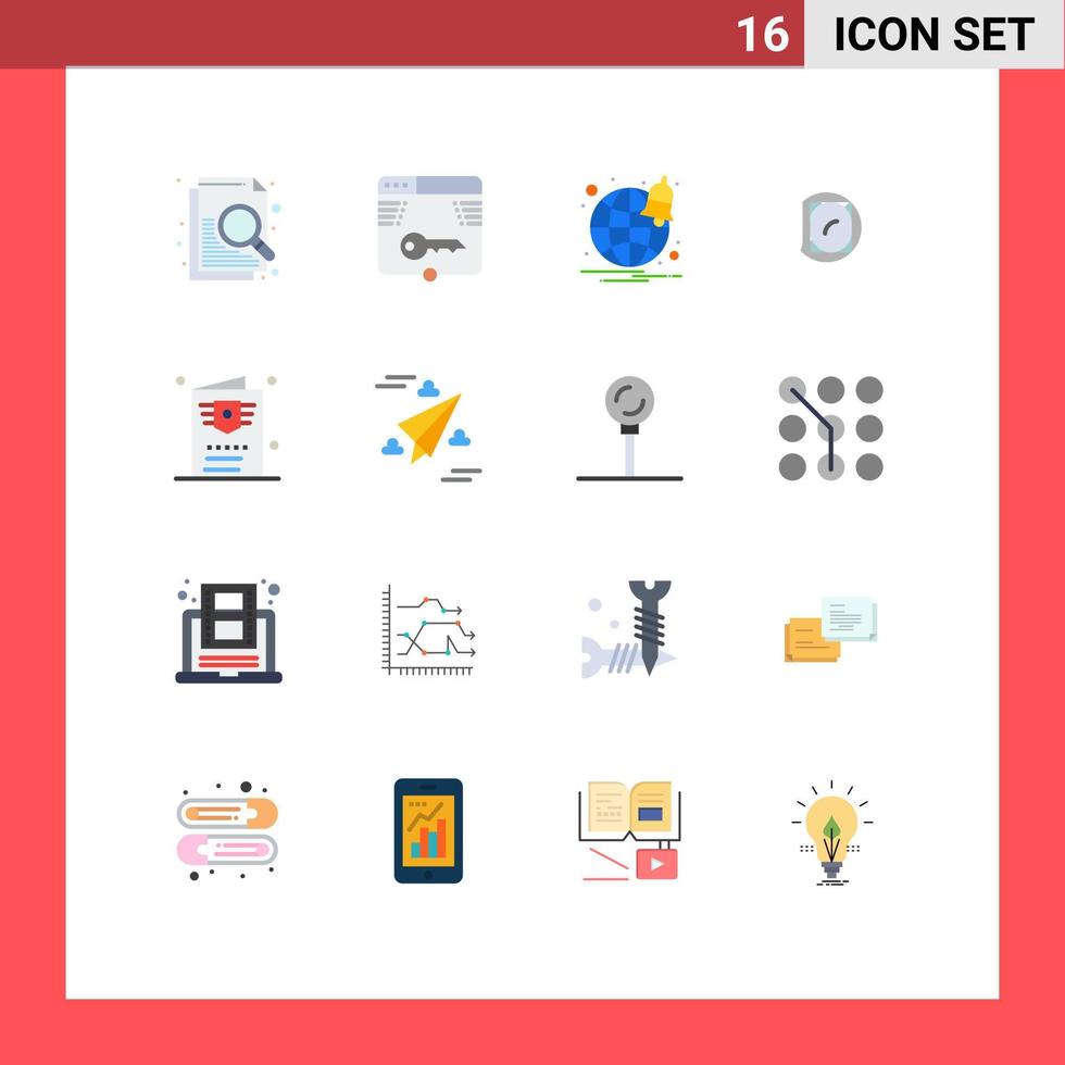 16 User Interface Flat Color Pack of modern Signs and Symbols of ticket flight browser science lab Editable Pack of Creative Vector Design Elements
