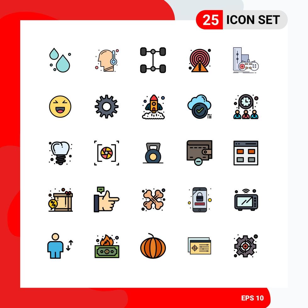 Pack of 25 creative Filled line Flat Colors of playstation joystick vehicles gamepad point Editable Vector Design Elements