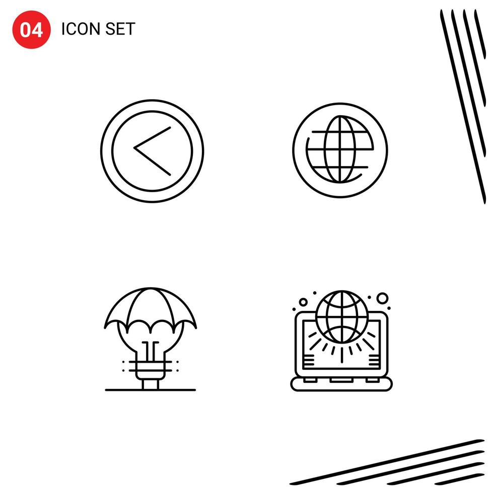 Stock Vector Icon Pack of 4 Line Signs and Symbols for arrow copyright user globe idea Editable Vector Design Elements