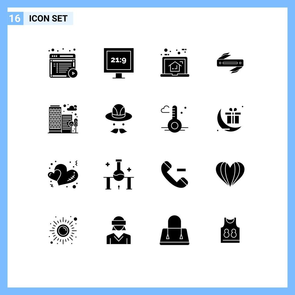 paquete de iconos de vectores de stock de 16 signos y símbolos de línea para elementos de diseño de vectores editables de la casa de cuchillas de la ciudad