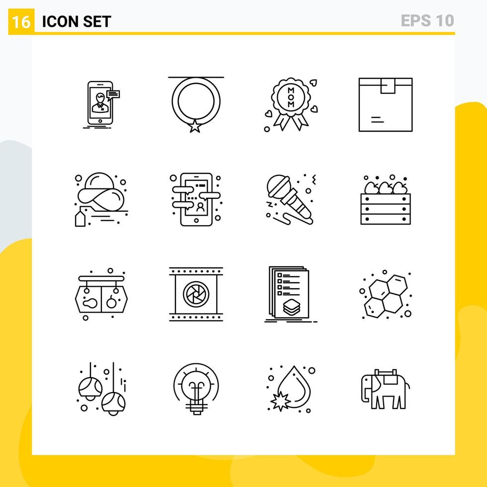 Collection of 16 Universal Line Icons Icon Set for Web and Mobile vector